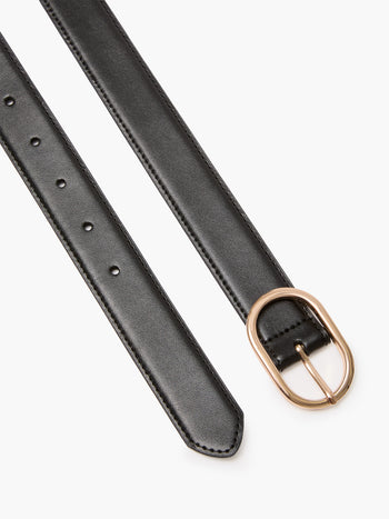 Leather Oval Centre Bar Belt