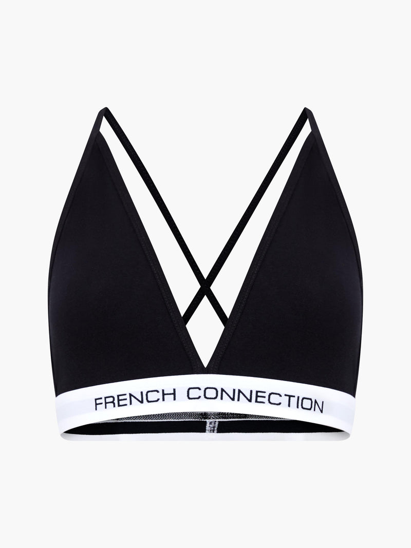 2 Pack French Connection Bralettes Logo Black/Grey