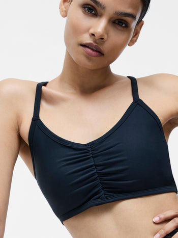 Black Yoga Ruched Sports Bra