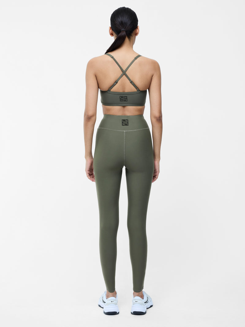 Khaki Ruched Sports Bra
