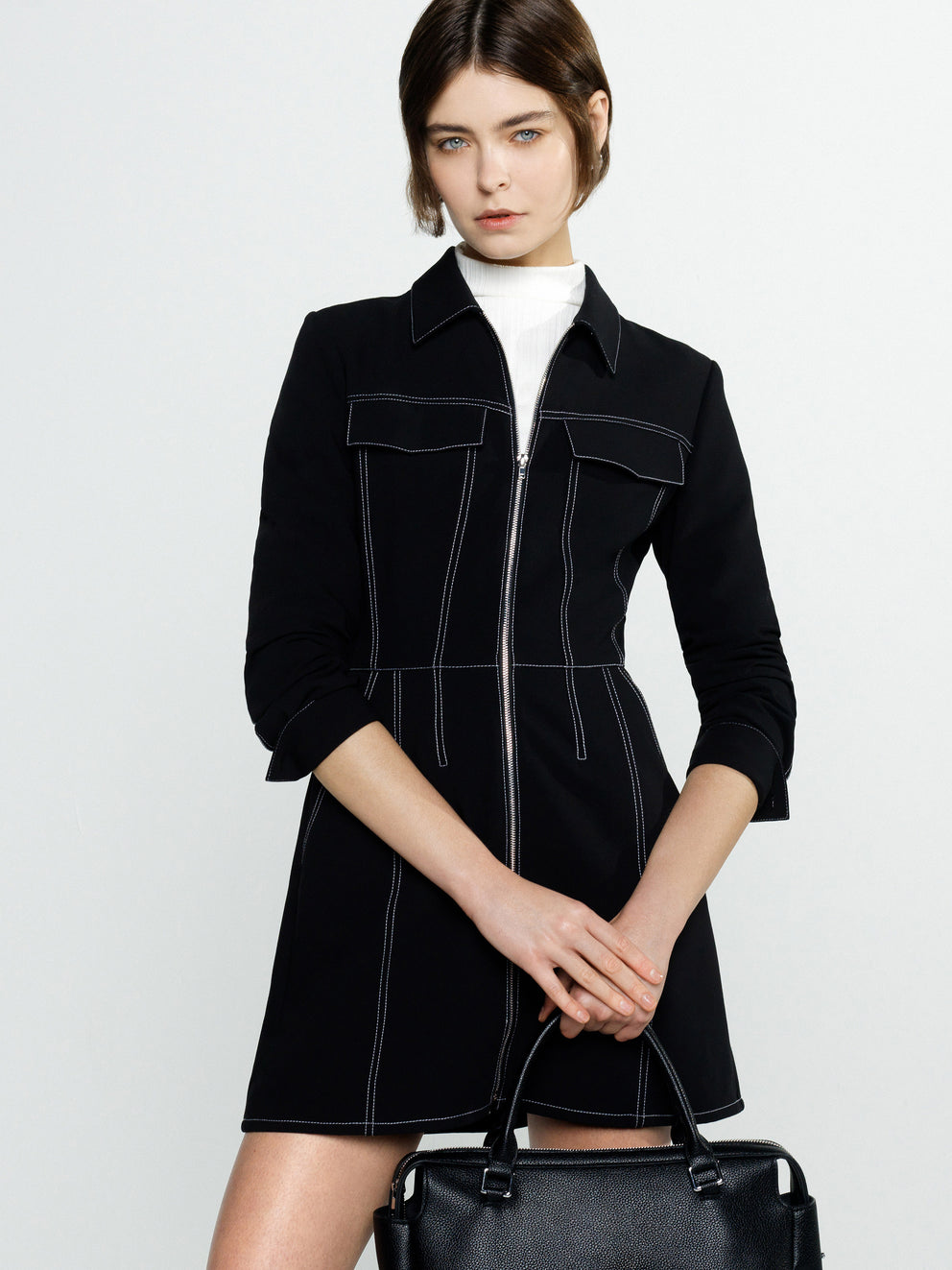 Azra Twill Low Back Mini Dress