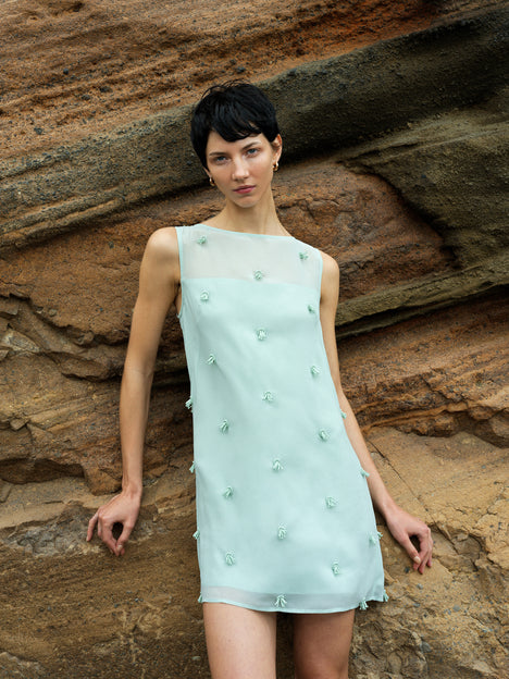 french connection mint green dress French Connection Women's Esse Eyelet Cutout Puff-Sleeve Cotton Midi Dress