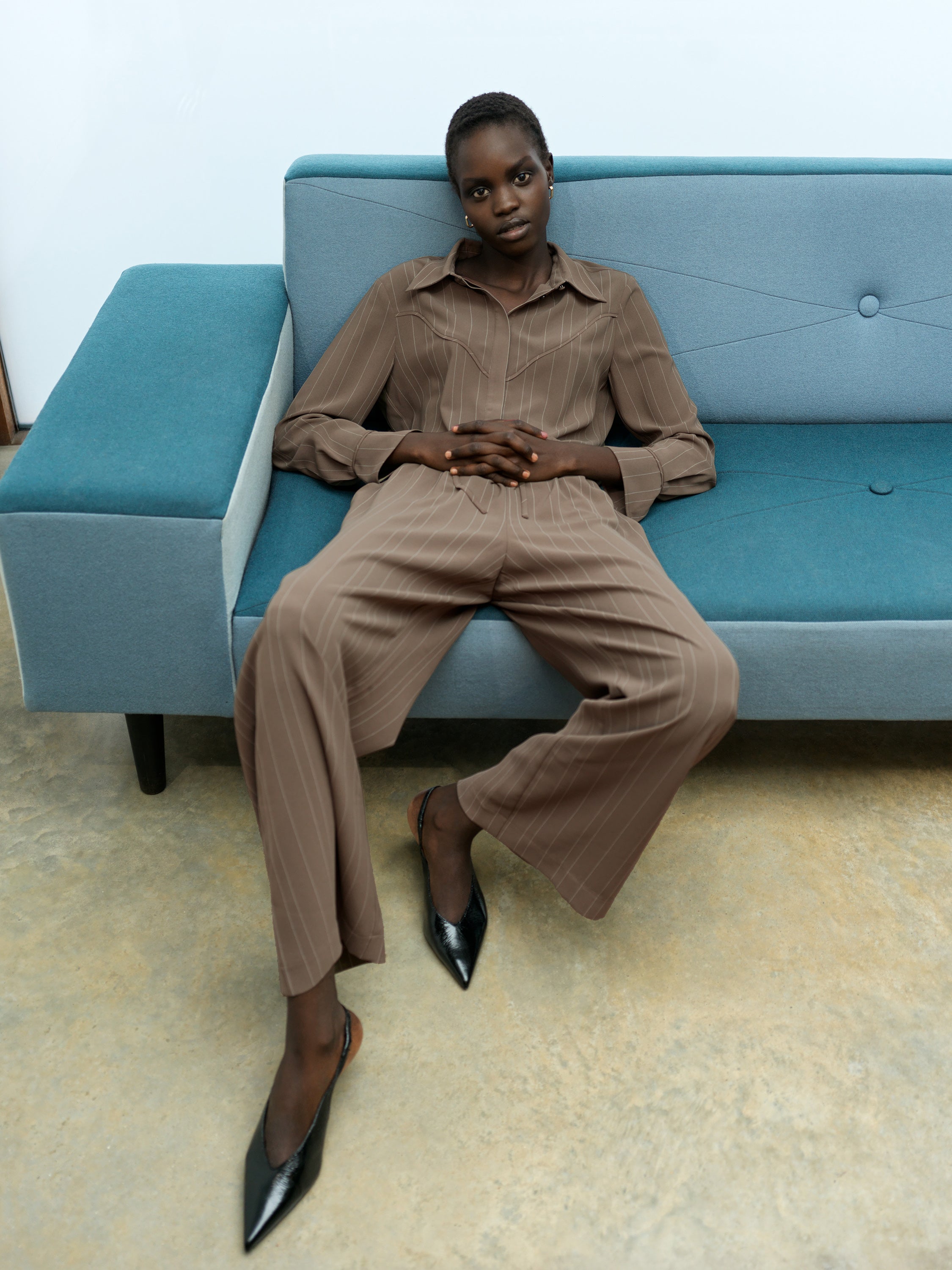 Erma Pinstripe Wide Leg Trousers