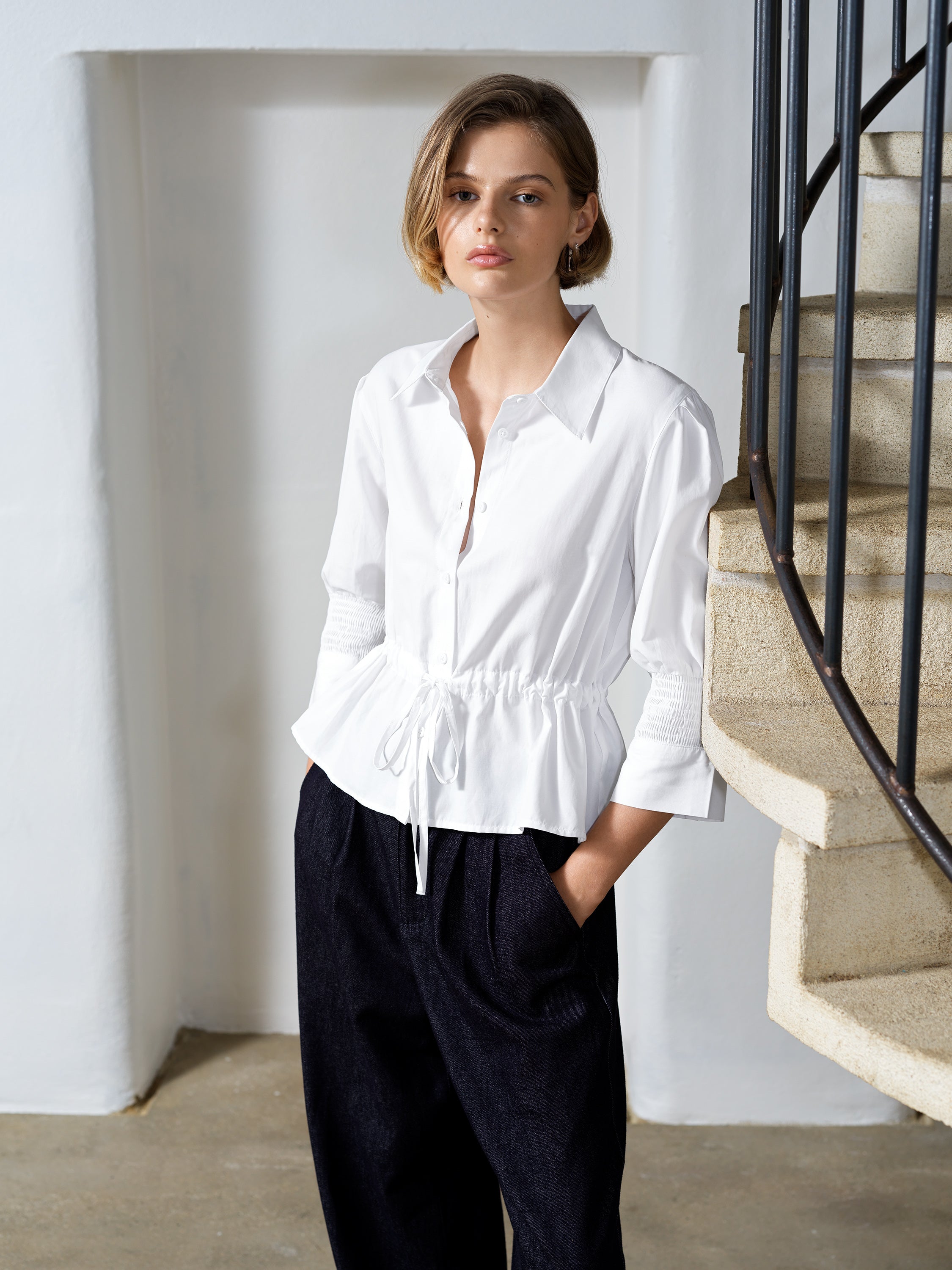 Era Poplin Collared Top