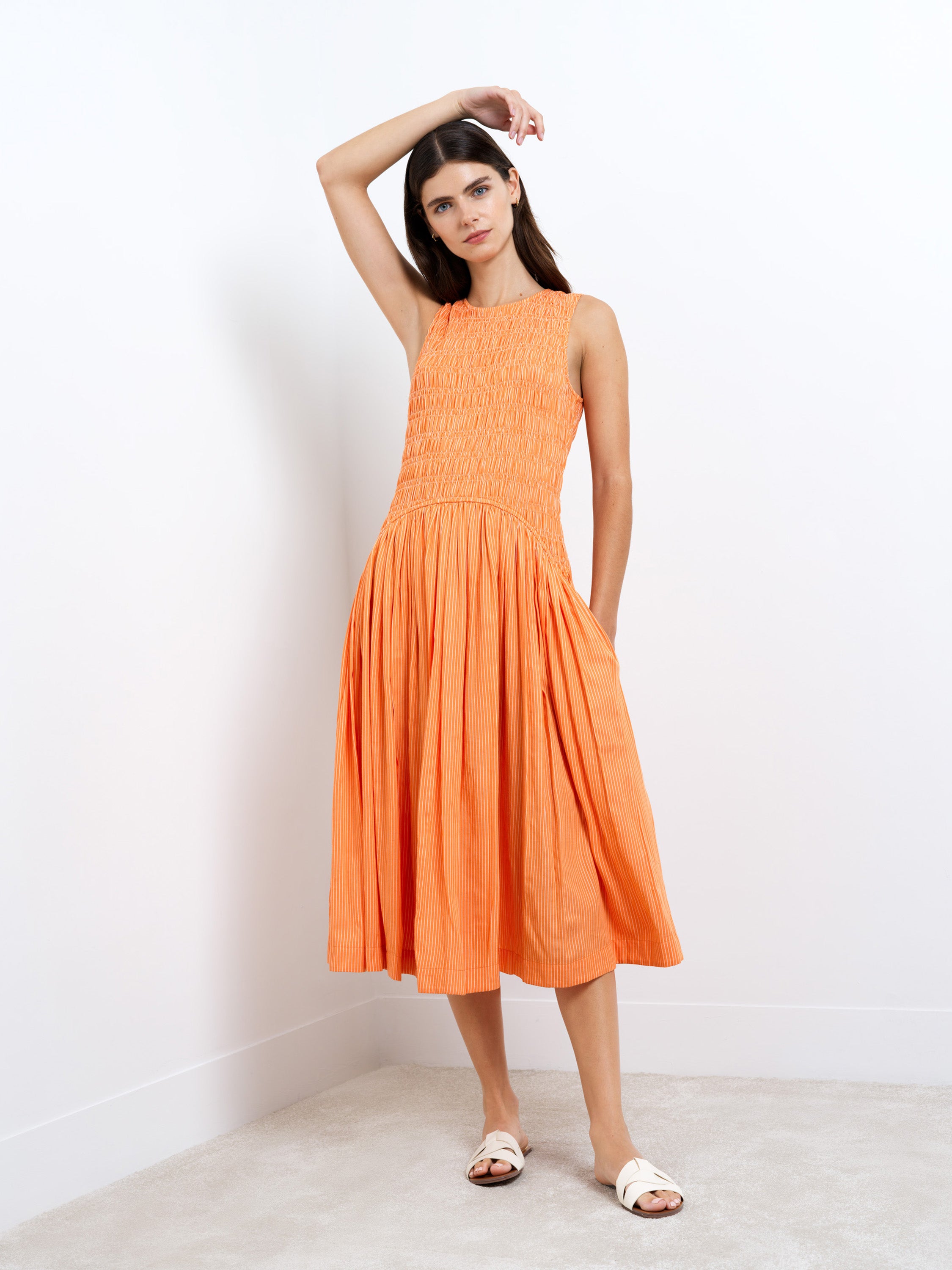 cotton orange dress Orange Cotton Blend Drop Waist Maxi Dress