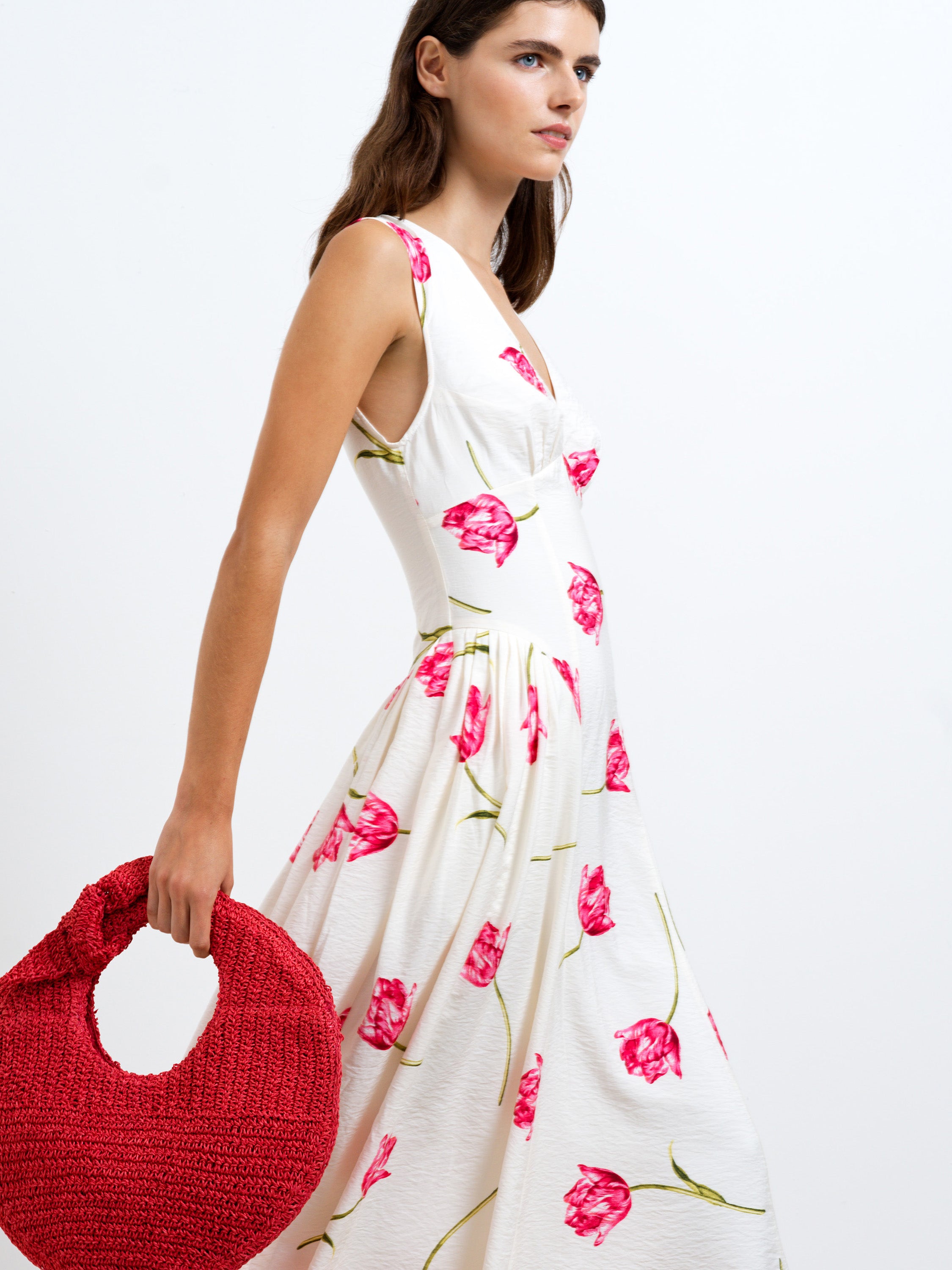 cressida fit and flare dress Cressida Blush Embellished Midi Dress – Frock and Frill main image 1