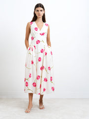 Cressida V Neck Drape Floral Midi Dress
