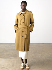 Solene Longline Khaki Green Belted Trench Coat