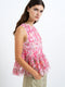 Vanessa Mesh Ruffle Pink Floral Peplum Top