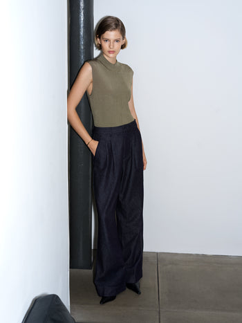 Fletcher Wide Leg Denim Trousers