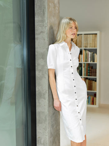 Chambray Denim Button Through Shirt Dress