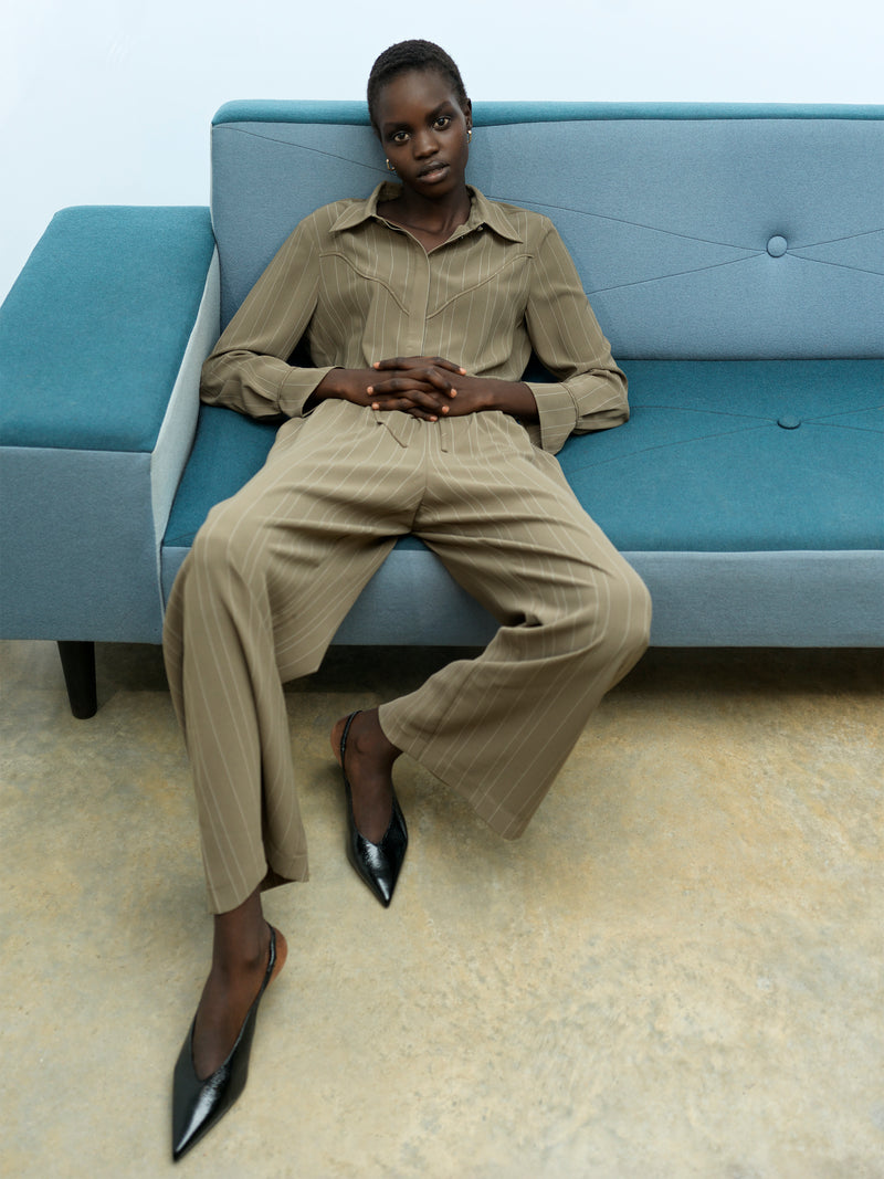 Erma Pinstripe Wide Leg Trousers