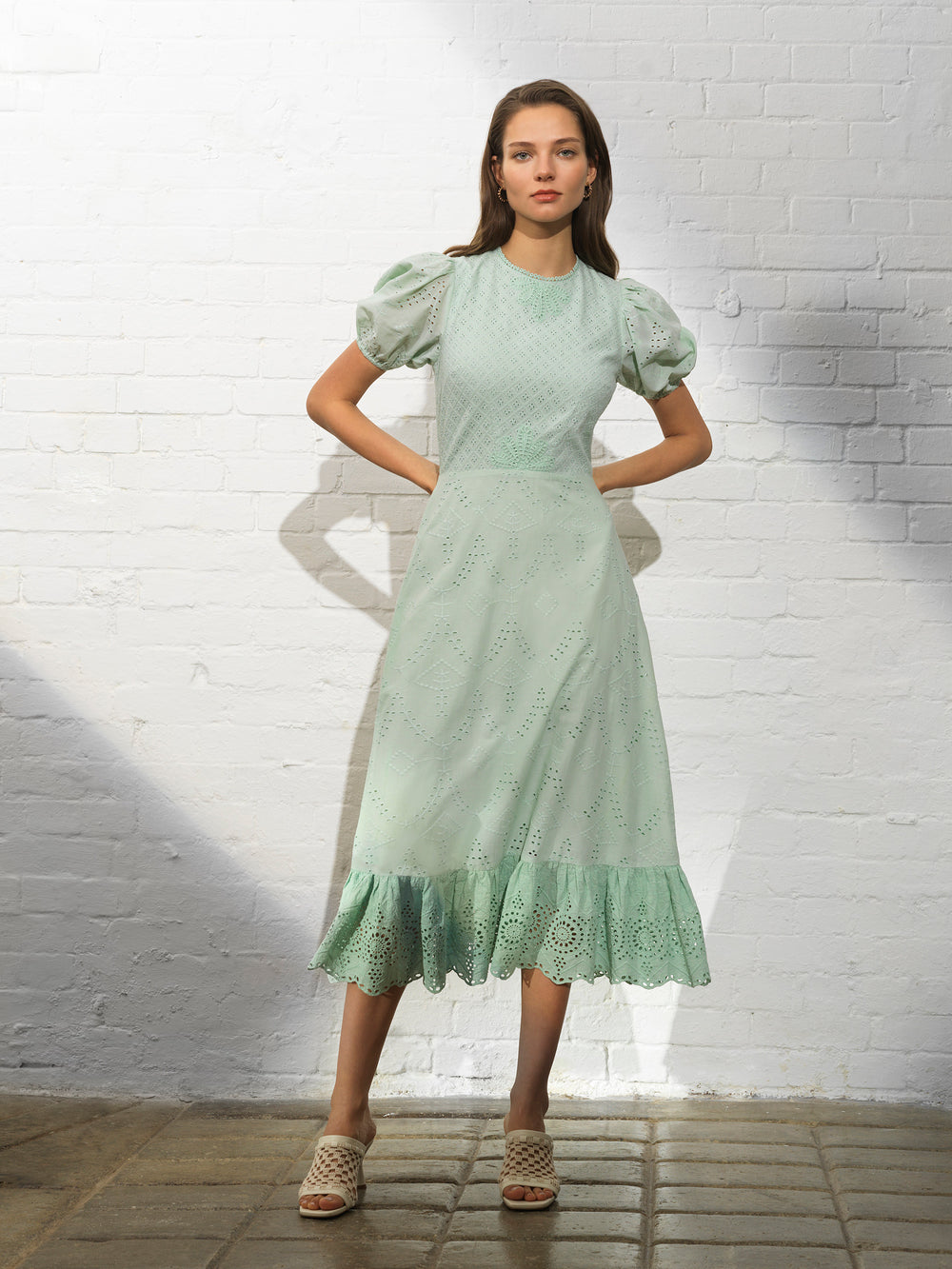 Green Connection Esse French Sleeve Aqua | Foam Puff UK Dress Broderie