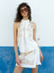 Calissa Embroidered Beaded Cream Halterneck Top