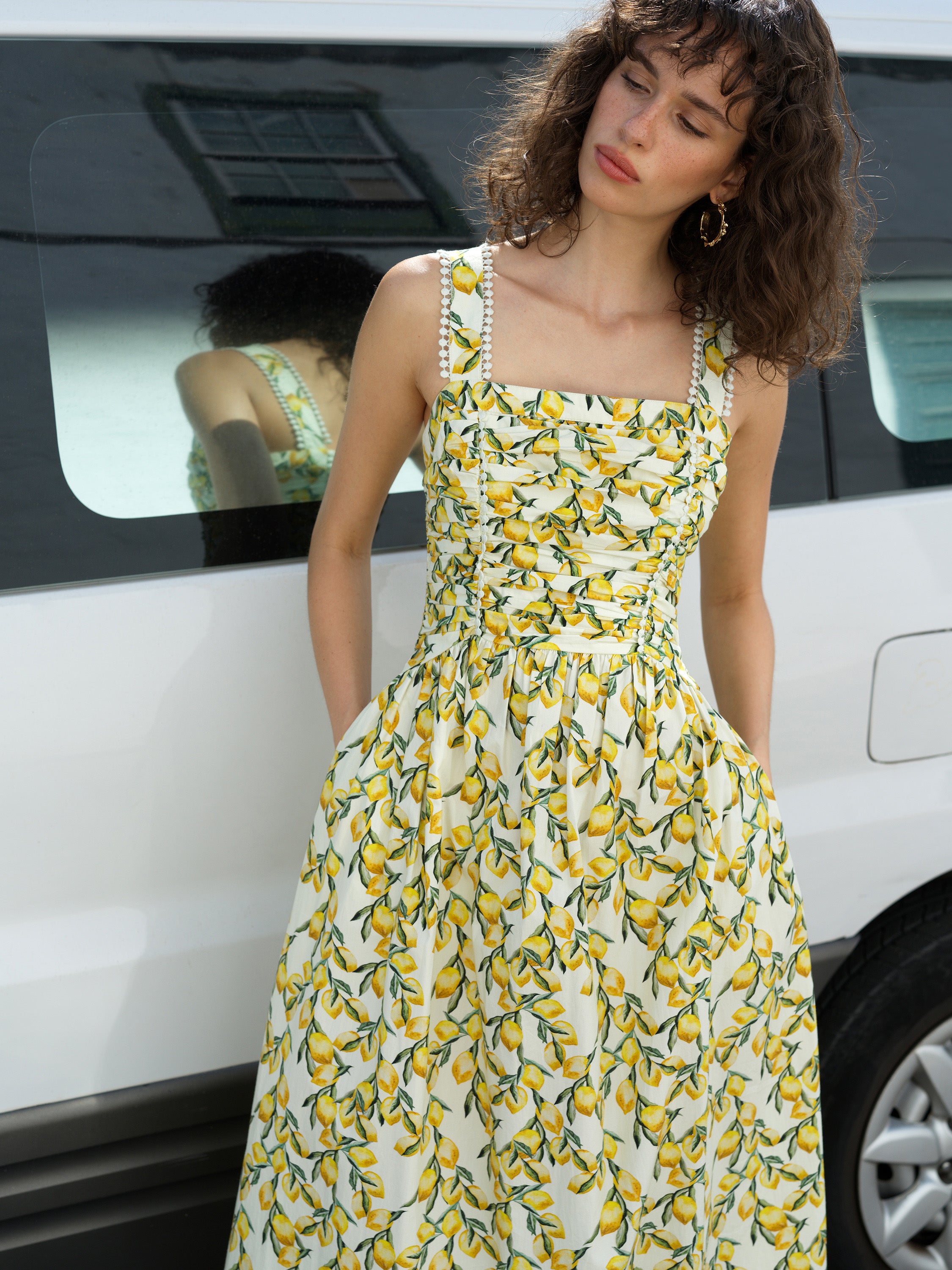 french connection midi dress French Connection Women's Aspen Linen Midi Dress, Green, Medium
