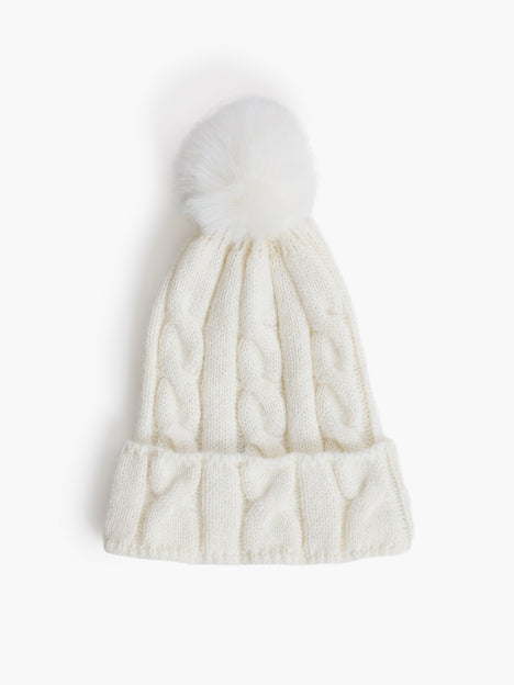 Cable Knit Pom Beanie Hat
