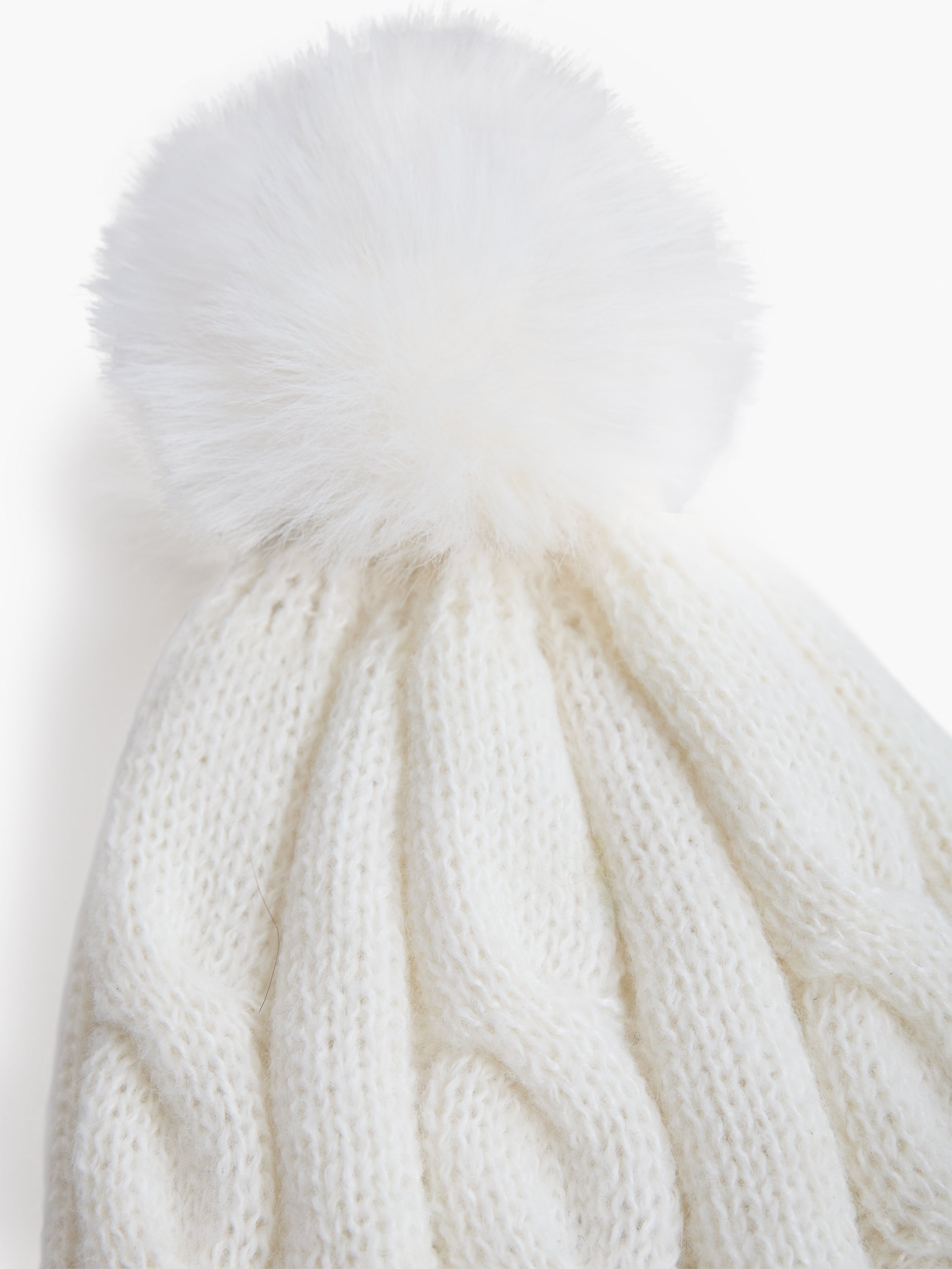 Cable Knit Pom Beanie Hat Winter White | French Connection UK