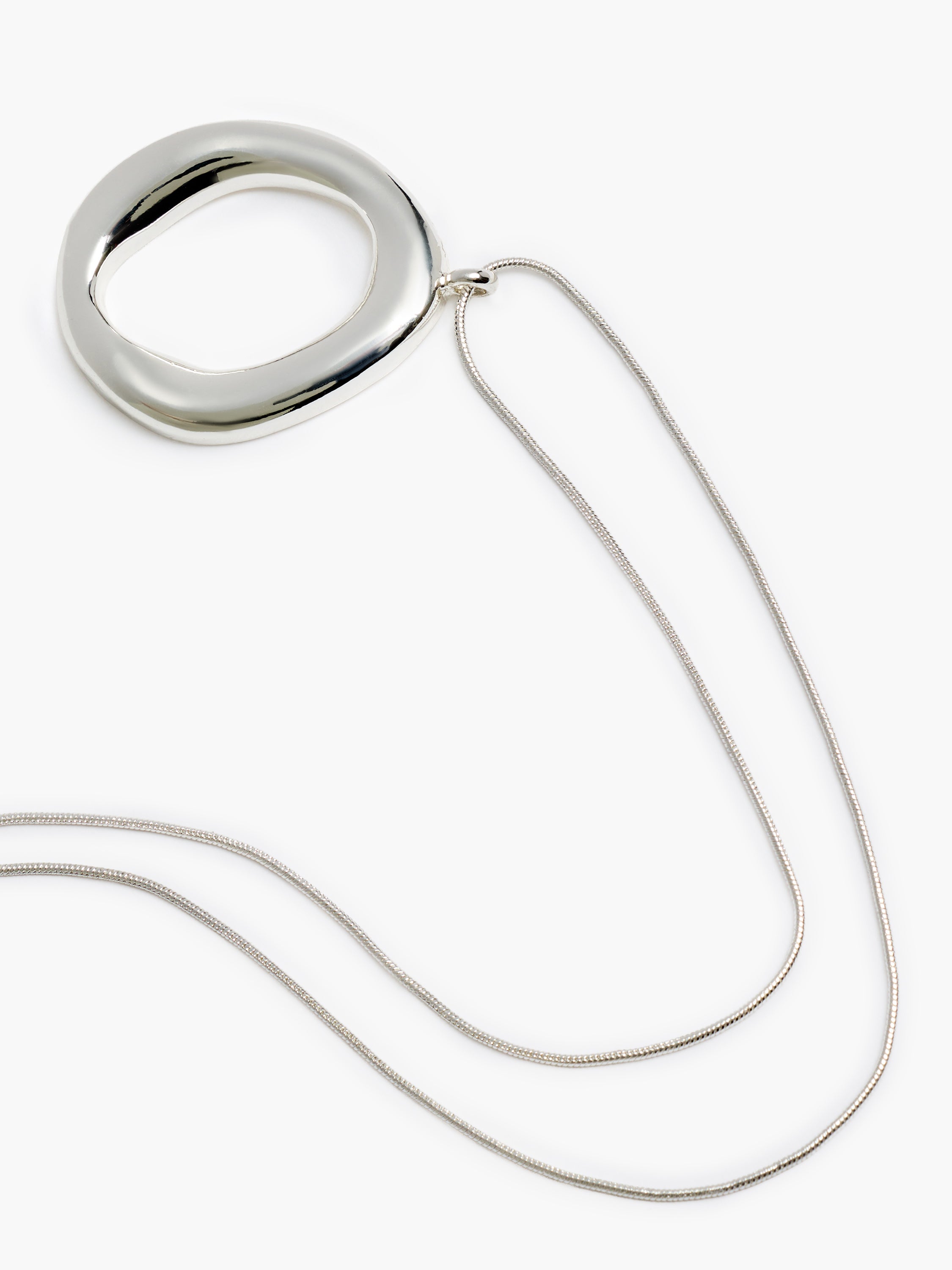 Silver Hammered Halo Pendant Necklace