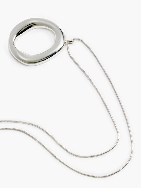 Silver Hammered Halo Pendant Necklace