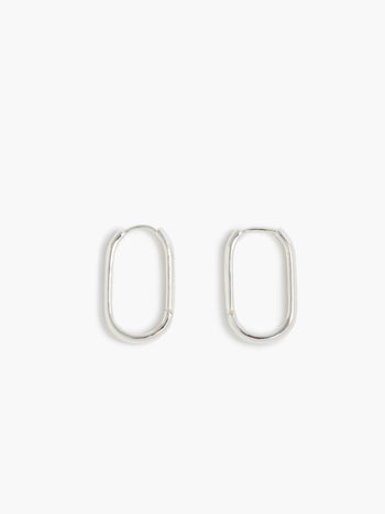 Silver Elongated Hoop Earrings