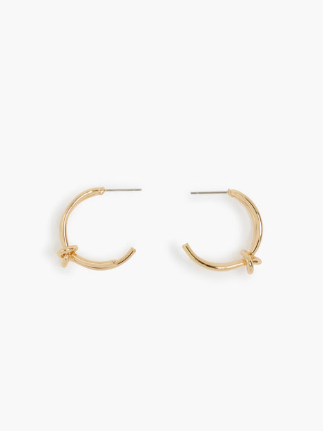 Gold Knot Half Hoop Earrings