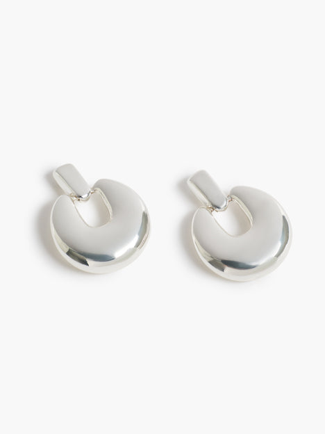 Silver Doorknob Drop Earrings