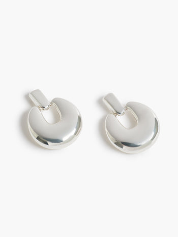 Silver Doorknob Drop Earrings