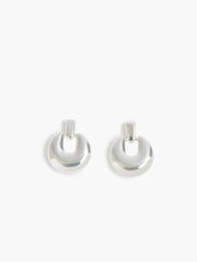 Silver Doorknob Drop Earrings