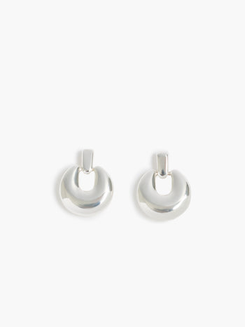 Silver Doorknob Drop Earrings