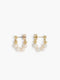 Gold Mixed Bead Pearl Hoop Earrings