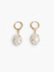 Pearl Pink Crystal Gold Huggie Hoop Earrings