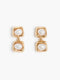 Gold Double Pearl Drop Earrings