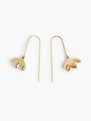 Gold Metal Flower Threader Earrings