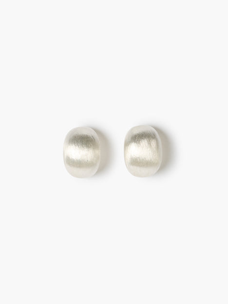 Silver Half Moon Brushed Hoop Earrings
