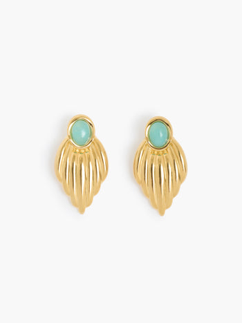 Gold Vintage Style Feather Stud Earrings