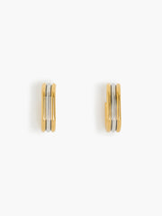 Two Tone Rows Hoop Earrings