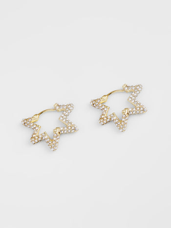 Diamante Star Hoop Earrings