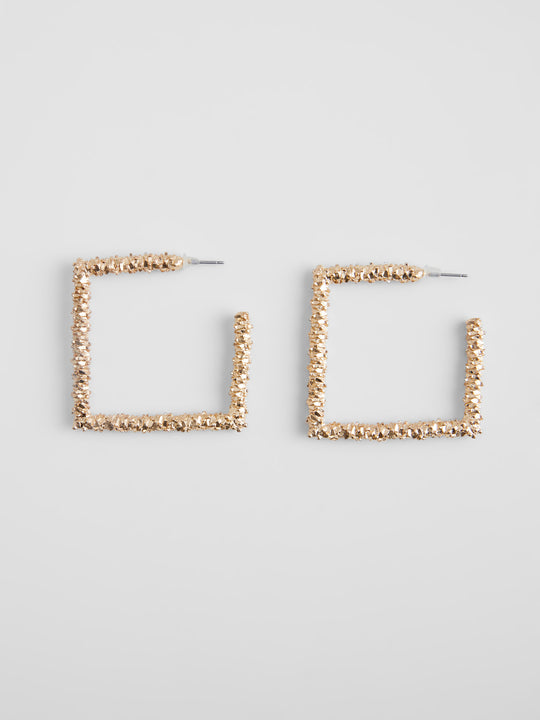 Scrunch Metal Square Hoop Earrings