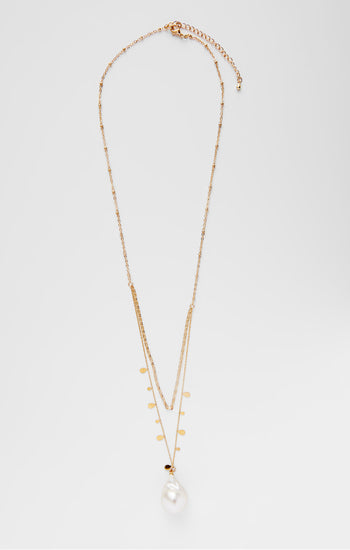 Delicate Oversized Faux Pearl Layered Necklace