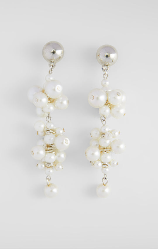 Faux Pearl Cluster Drop Earrings
