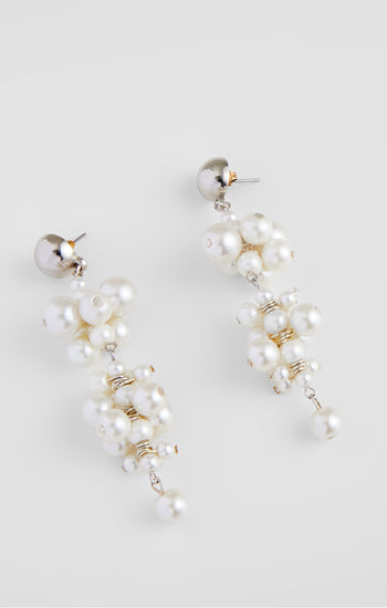 Faux Pearl Cluster Drop Earrings