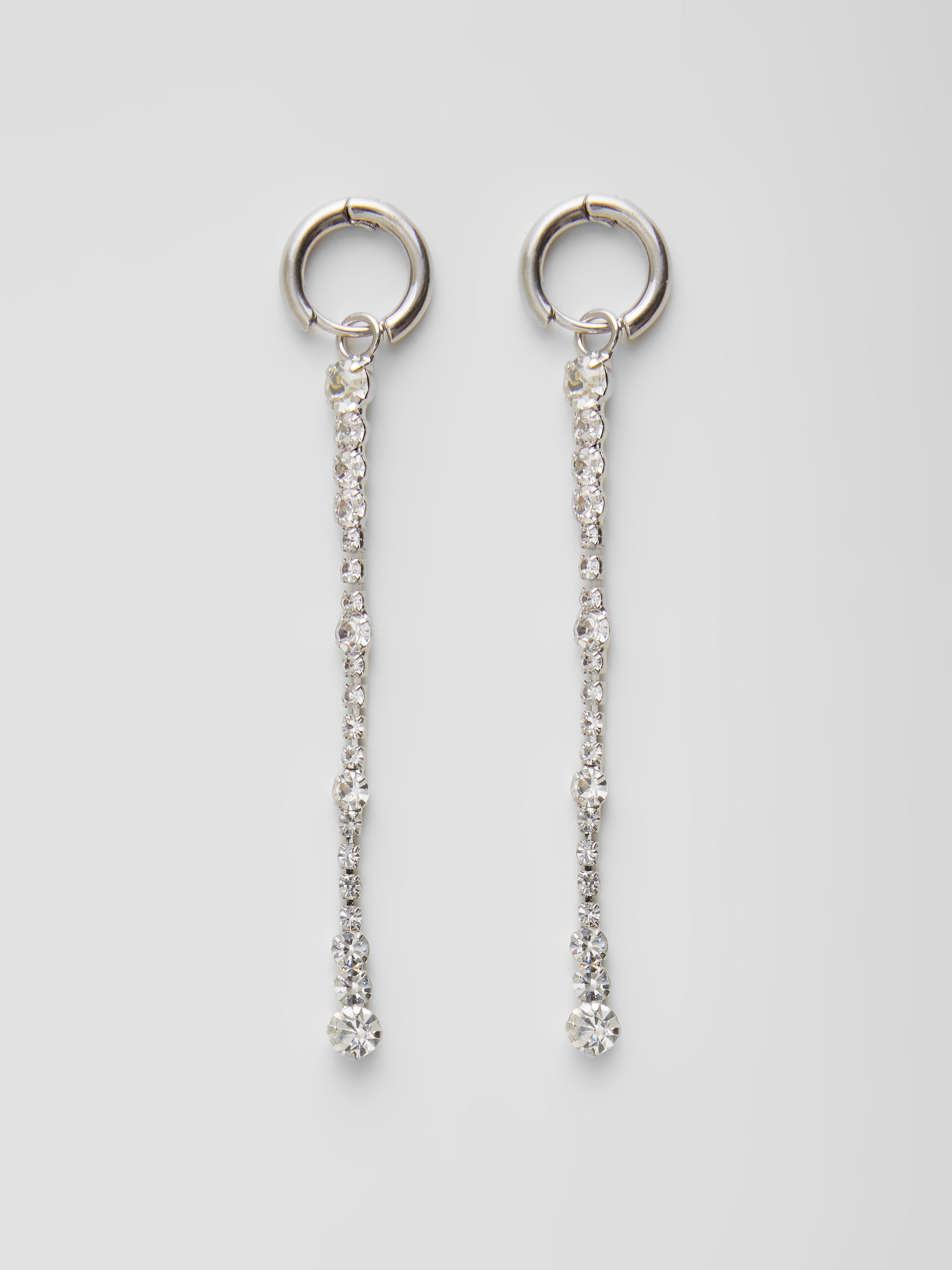 Long Diamante Drop Huggie Hoop Earrings