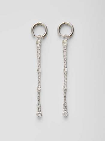 Long Diamante Drop Huggie Hoop Earrings