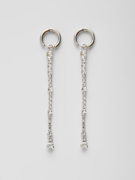 Long Diamante Drop Huggie Hoop Earrings