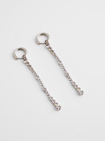 Long Diamante Drop Huggie Hoop Earrings
