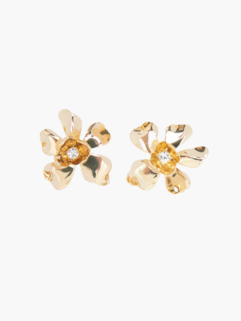 Large Floral Diamante Stud Earrings Gold/Diamente | French Connection UK