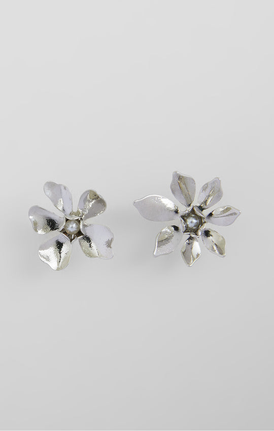 Small Floral Faux Pearl Stud Earrings