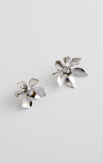 Small Floral Faux Pearl Stud Earrings