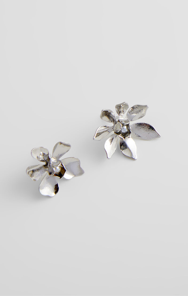 Small Floral Faux Pearl Stud Earrings