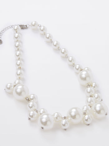 Multi Faux Pearls Cluster Necklace